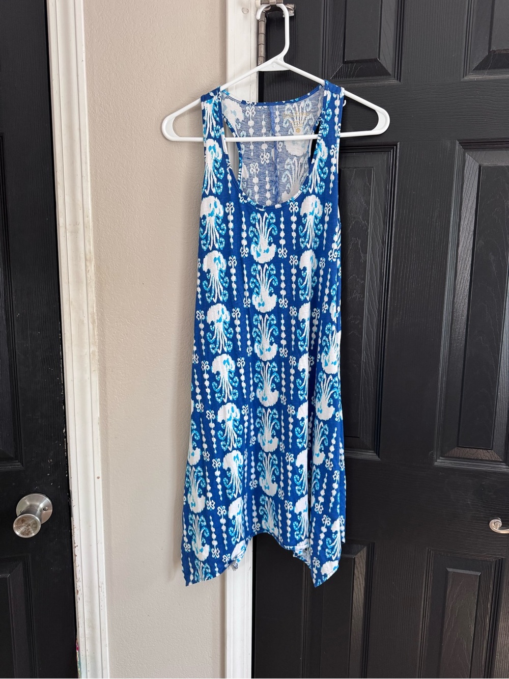 Lilly Pulitzer Blue and White Asymmetrical Tank Dress